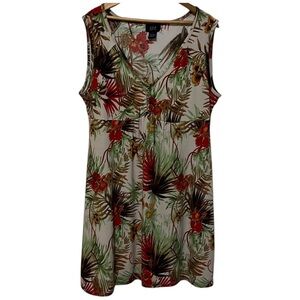 H1- muticolor jungle design short dress sleeveless flowy soft casual 2xl
